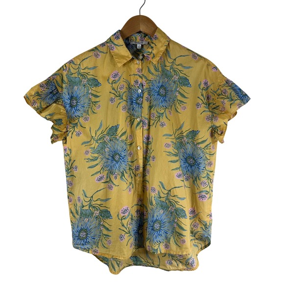 Madewell Tops - Madewell Women's Shirt Yellow Floral 100% Cotton Button Down Blouse Size S